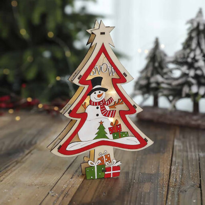 

Gobestart Wooden Santa ClausSnowman Lamp Ornament Home Christmas Party Table Decor