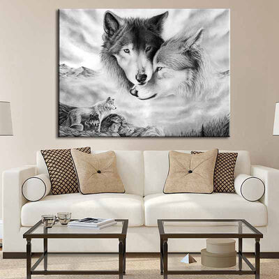

Canvas Wall Art Image Printed On Non-Woven Canvas Without Frame For Office Home Decor Black And White Wolves