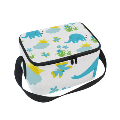 

ALAZA Lunch Box Insulated Flower And Elephant Lunch Bag Large Cooler Tote Bagfor Men Women