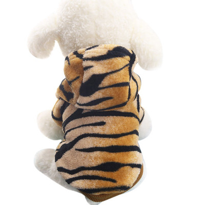 

Tiger Pattern Pet Dog Warm Flannel Front Button Clothes For Small Dog Cotton Coats Large Dogs Teddy
