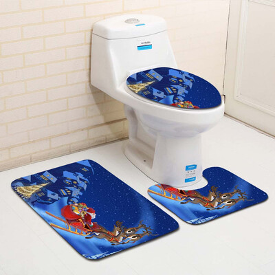 

Tailored 3PCS Fancy Santa Toilet Seat Cover&Rug Bathroom Set Christmas Decor