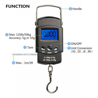 

Portable LCD Electronic Digital Scale Travel Fish Hook Portable Scales With Tape Measure Luggage Household Electronic Scales