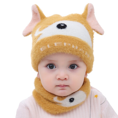 

Baby Winter Warmer Scarf Cartoon Print Hat Infant Collar Scarves Neckerchiefs Headwear Set