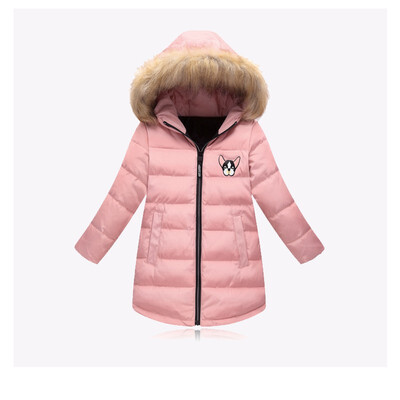 

2018 Winter Girl Coats Female Children Long Jacket Cartonn Thicken Outdoor Warm Hooded Kid Outerwear Parkas