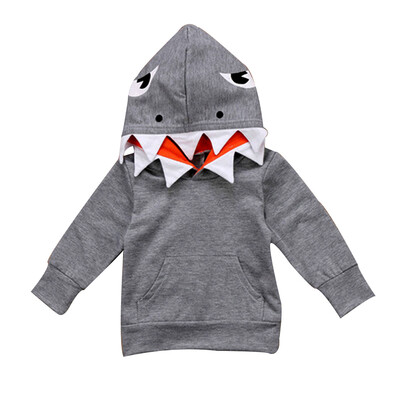 

2019 New Baby Shark Kangaroo Autumn Boys Hoodies Girls Muff Sweatshirt Hooded Fin with Pockets Shark & Winter