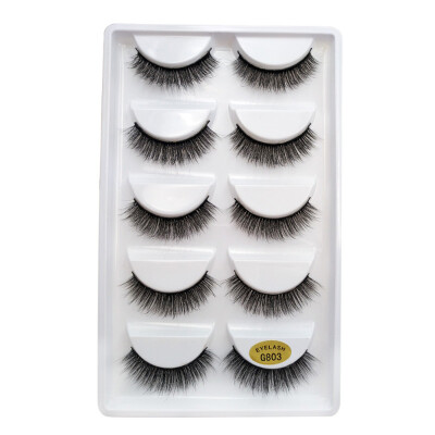 

Gobestart 5 Pair 3D Natural Thick False Fake Eyelashes Eye Lashes Makeup Extension