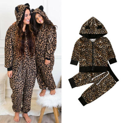 

UK Kids Baby Girl Clothes Leopard Zipper TopsPants Leggings Outfit Tracksuit