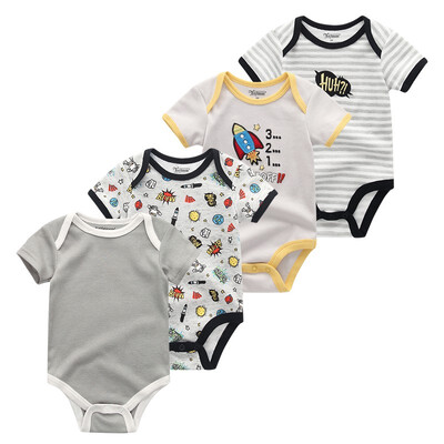 

4PCSLot Baby Clothing Sets Baby Girls Clothes Rpmpers Newborn 0-12M 100Cotton Print Short Sleeve Baby Boys Clothes Bodysuits