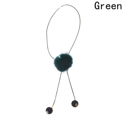 

Necklace Fluffy Long Beauty Black Pompom Grey Faux Original Pendant Sweater Red Vintage Fur Winter