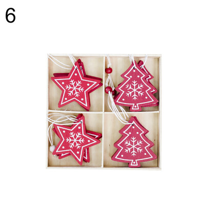 

Bells Star Elk Snowflake Christmas Tree Wooden Hanging Decoration Set with Box