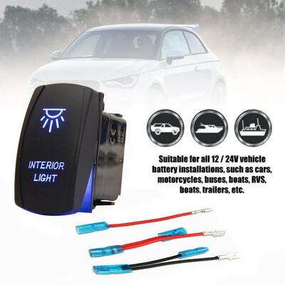 

12V Auto Blue Laser Etched LED 5-Pins Rocker Switch OnOff Dual Light Controls