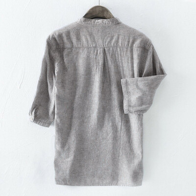 

Toponeto Fashion Mens Stripe Button Casual Linen&Cotton Long Sleeve Top Blouse