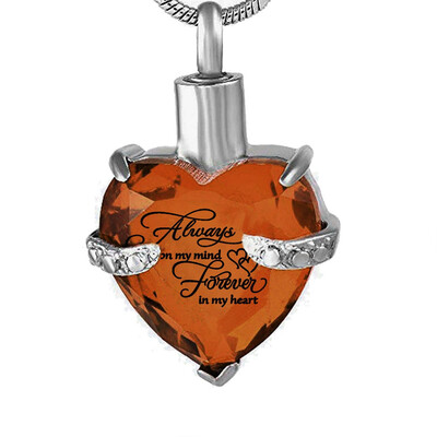 

Always in my heart Necklace for Ashes Love Heart Cremation Memorial Keepsake Pendant Necklace Jewelry 12 Month