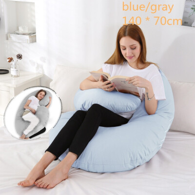 

140 70cm U Shaped Pregnancy Body Pillow with Zipper Removable CoverDark Grey Light Grey