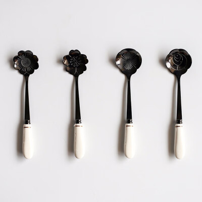 

STRUST 4pc set stainless steel porcelain Creative Flower coffee spoon set tea spoon set stirring spoon set