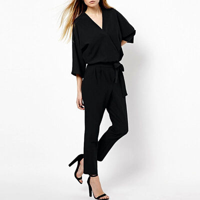 

Long Romper Overalls Spring Autumn Summer Women Jumpsuits V Neck Casual Style Elegant Ladies New