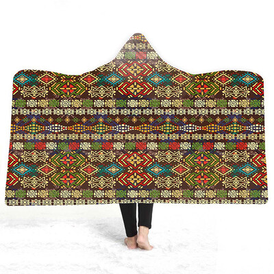 

3D Digital Printing Cloak Hooded Blanket Adults Children Wear Hats Double Wool Hooded Blanket Home Decoration Accessories