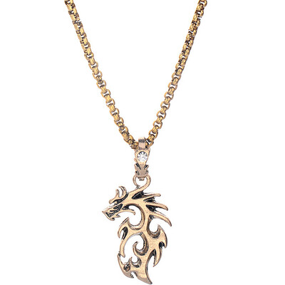 

New Flame Dinosaur Pendant Necklace For Men Women Vintage Jewelry