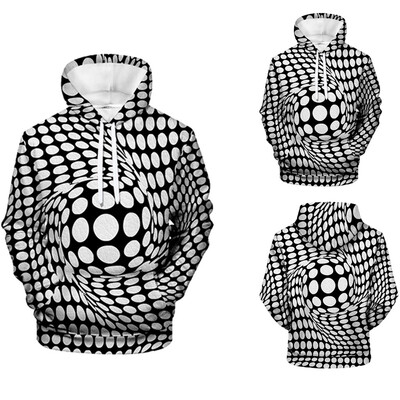 

Toponeto Mens Sasual 3D Printing Creative Long-Sleeved Hooded Long-Sleeved Sweater Coat