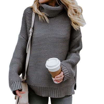 

Autumn winter slim solid sweaters women&pullovers long sleeve casual sweater Turtleneck Loose Long Sleeve Warm Sweater