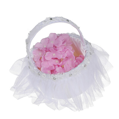 

Lace Flower Girl Basket Decorative Flower Basket For Western Style Wedding Ceremony Party Supplies