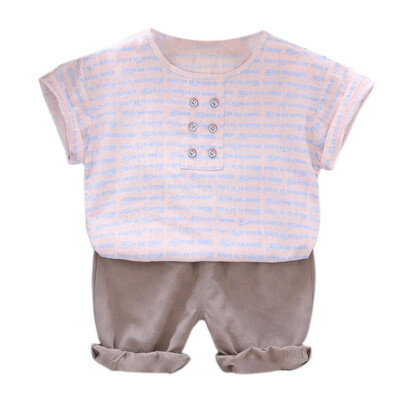 

Summer Baby Boys 2pcs Clothes Set Short Sleeve Letter Print Tops Blouse T-shirtShorts Casual Outfits Sets