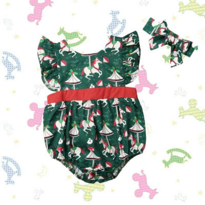 

Newborn Infant Baby Girl Sleeveless Romper Jumpsuit Clothes XMAS Outfit 0-24M US