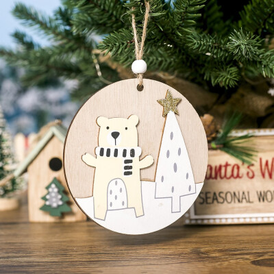 

Gobestart Round Wooden Christmas Pendants Christmas Tree Ornaments Home Decoration