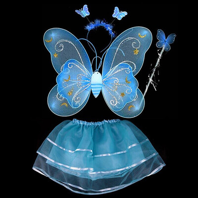 

Butterfly Wing Wand Headband Tutu Skirt Cosplay Costume For Fairy Girl Kid 6475