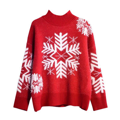 

2019 Winter Half-neck Sweater Womens Loose Thick Water Velvet Christmas Sweater Pullovers