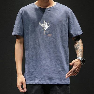

Toponeto Mens Print Short Sleeve Solid Color Crew Neck Loose Casual T Shirt Blouse Tops