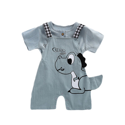 

hilittlekids Summer Casual Fashion Baby Cartoon Printing Short Sleeve Top And Suspender Trousers Set