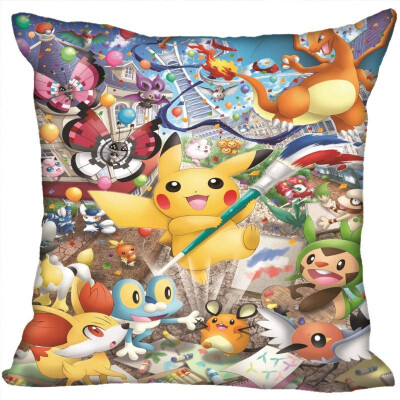 

Pokemon Pillow Cover Bedroom Home Office Decorative Pillowcase Square Zipper Pillow Cases Satin Fabric No Fade