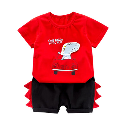 

Baby Boy Clothes Summer Baby Boys Short Sleeve Cartoon Dinosaur Print Tops Blouse T-shirtShorts Casual Sets Boys Clothes