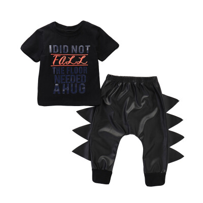 

Toddler Kid Baby Boy Top T-shirt PU Pants 2Pcs Outfits Children Clothes Set 1-5T Baby Boy Cotton Outfits Set