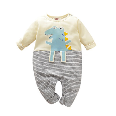 

0-18M Autumn Baby Boy Girl Casual Number Cartoon Dinosaur Print Romper Infant Long Sleeve Children Bodysuit Jumpsuit Outfits