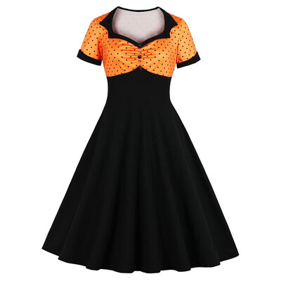 

Polka Dot Cuffed Plus Size Vintage Dress