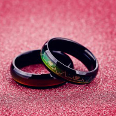 

Valentine Day Gift Couples Fashion Steel Color Changing Mood Lovers Ring Pattern Color Changing Mood Ring