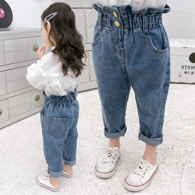 

Denim Pants Summer Autumn Bottoms Trousers Children Toddler Girls Jeans Casual Elastic Waist Jeans