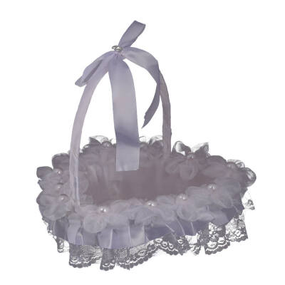 

Romantic Basket Wedding Decor Collection Flower Basket Satin Rose Petals Holder for Wedding Party Decoration