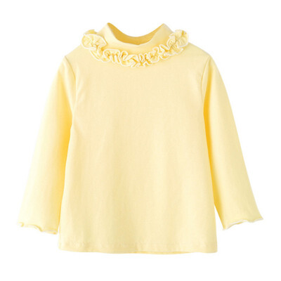 

Baby Girls Shirt Long Sleeve T-shirt Cotton Lace Princess Toddler Turtlenecks Solid Tops Blouse