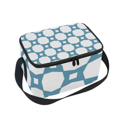 

ALAZA Insulated Lunch Box Hexagons Squares Lunch Bag for Men Women Portable Tote Bag Cooler Bag