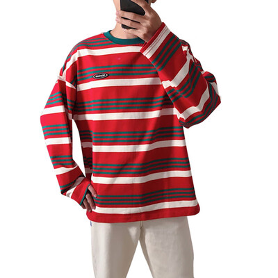

Women Autumn Striped Print Loose T-shirt Long Sleeve Casual Loose T Shirt Casual T-Shirt