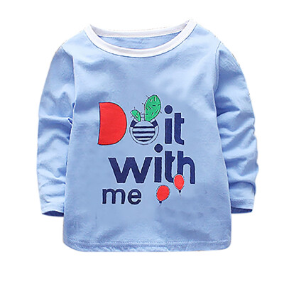 

Autumn T-Shirts Baby Boys Long Sleeve T-Shirts Kids Girls Cartoon Letter Printed Tops Tees Blouse