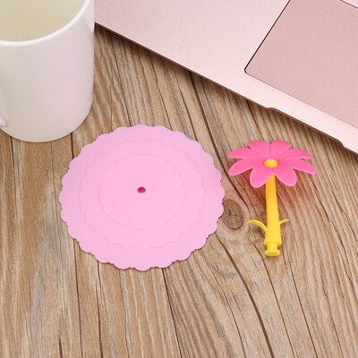 

Gobestart Hot Cute Sunflower Lace Dust Reusable Silicone Cover Cup DIY Free Splicing
