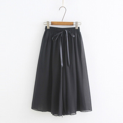 

New Fashion Women Chiffon Wide Leg bow Pant Casual high waist Pant Summer Female Eastic Waist Thin Pants Trousers