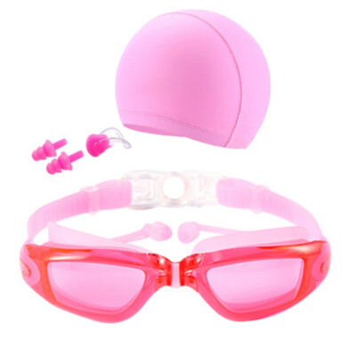 

2018 New Unisex Anti Fog UV Protection Surfing Swimming Goggles Professional Swim Glasses with Swim Caps Earplugs Nose Clip Set