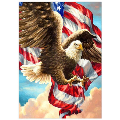 

DIY 5D Diamond Painting By Number Kits USA Flag & Eagle Round Acrylic Full Drill Rhinestone Pictures Arts Craft For Home Wall