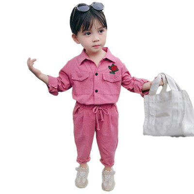 

baby girl clothes kid cute embroidery flower T shirt pants sets children girl casual long bottoms sets 2pcsset