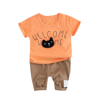 

Summer Baby Boys Girls Short Sleeve Cartoon Bear Print T-Shirt TopsShorts Suits Casual Outfits Sets New